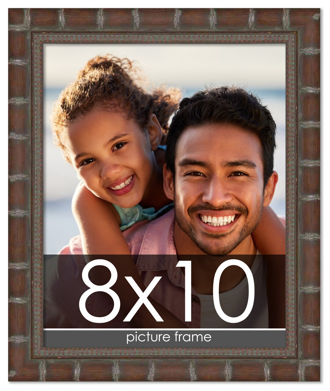 8x10 Modern Bamboo Picture Frame with UV-Resistant Acrylic & Acid Free Backing, Available in 5 Finishes - Gold, Silver, Brown, Black, and Natural